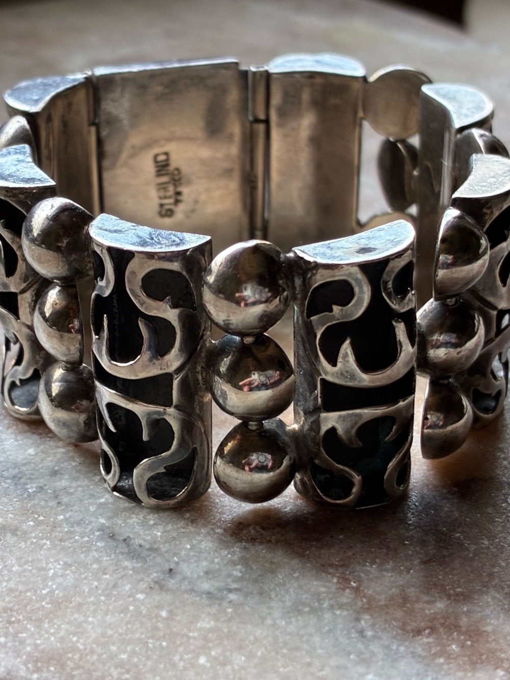 Vintage Taxco Sterling Silver Shadow Box Bracelet